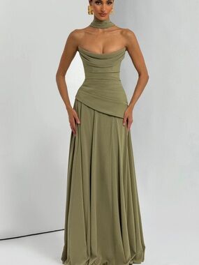 BABYBOO Olive Strapless Maxi Dress